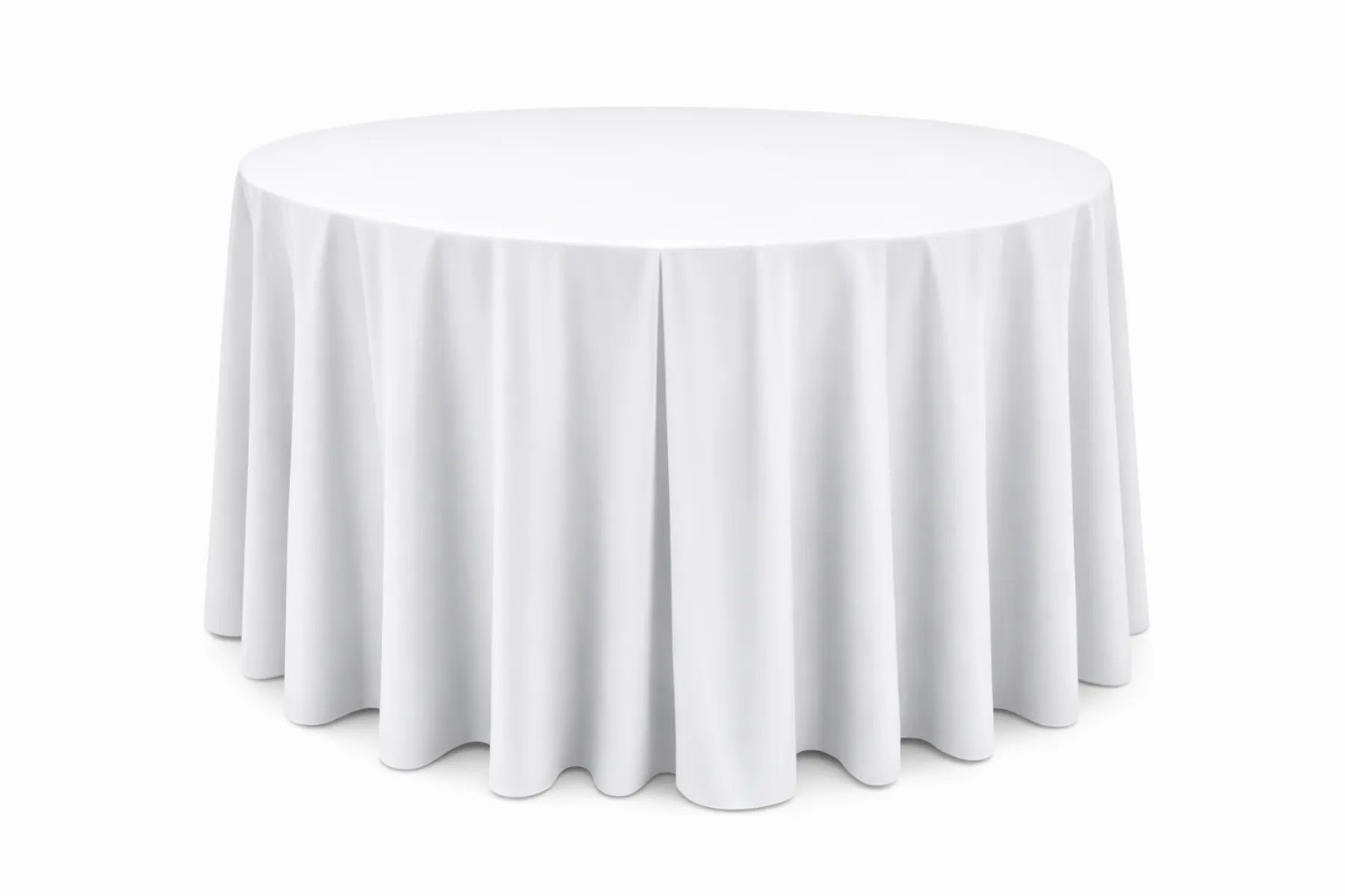 Runde bodenlange Tischdecke weiß kaufen für Banketttische, Hochzeit und Gastronomie
