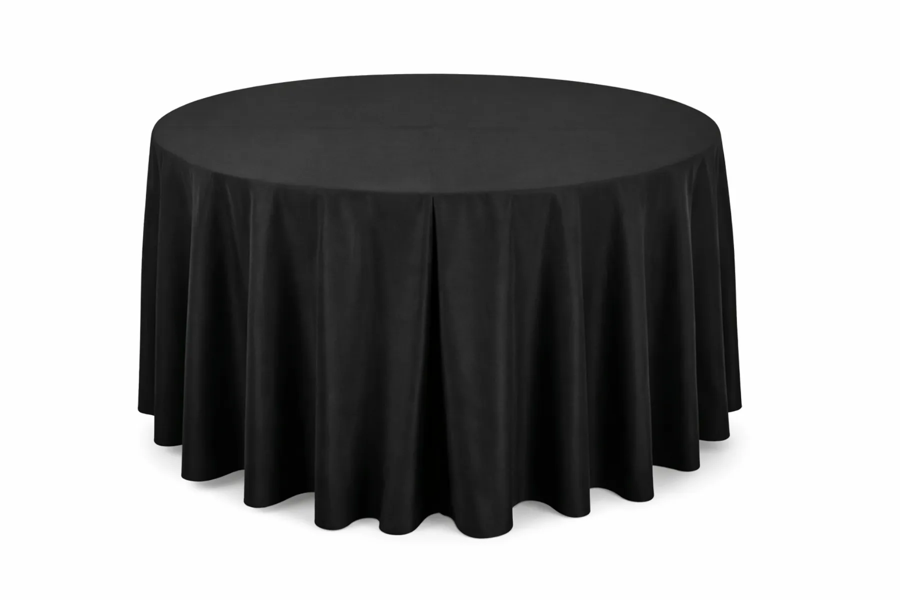 Runde bodenlange Tischdecke schwarz kaufen für Banketttische, Hochzeit und Gastronomie