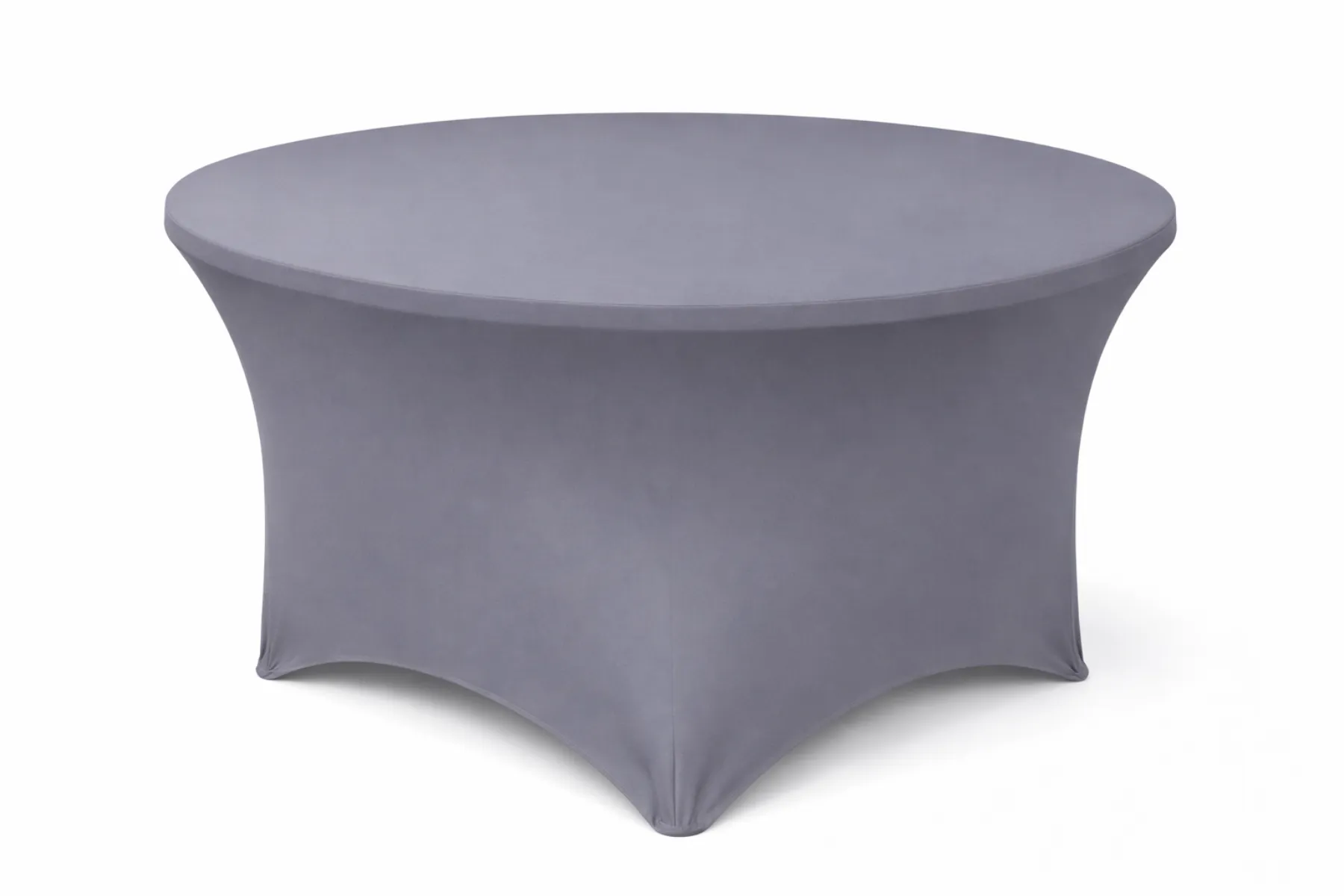 Runde Stretch Tischdecke grau kaufen für Banketttische, Hochzeit und Gastronomie