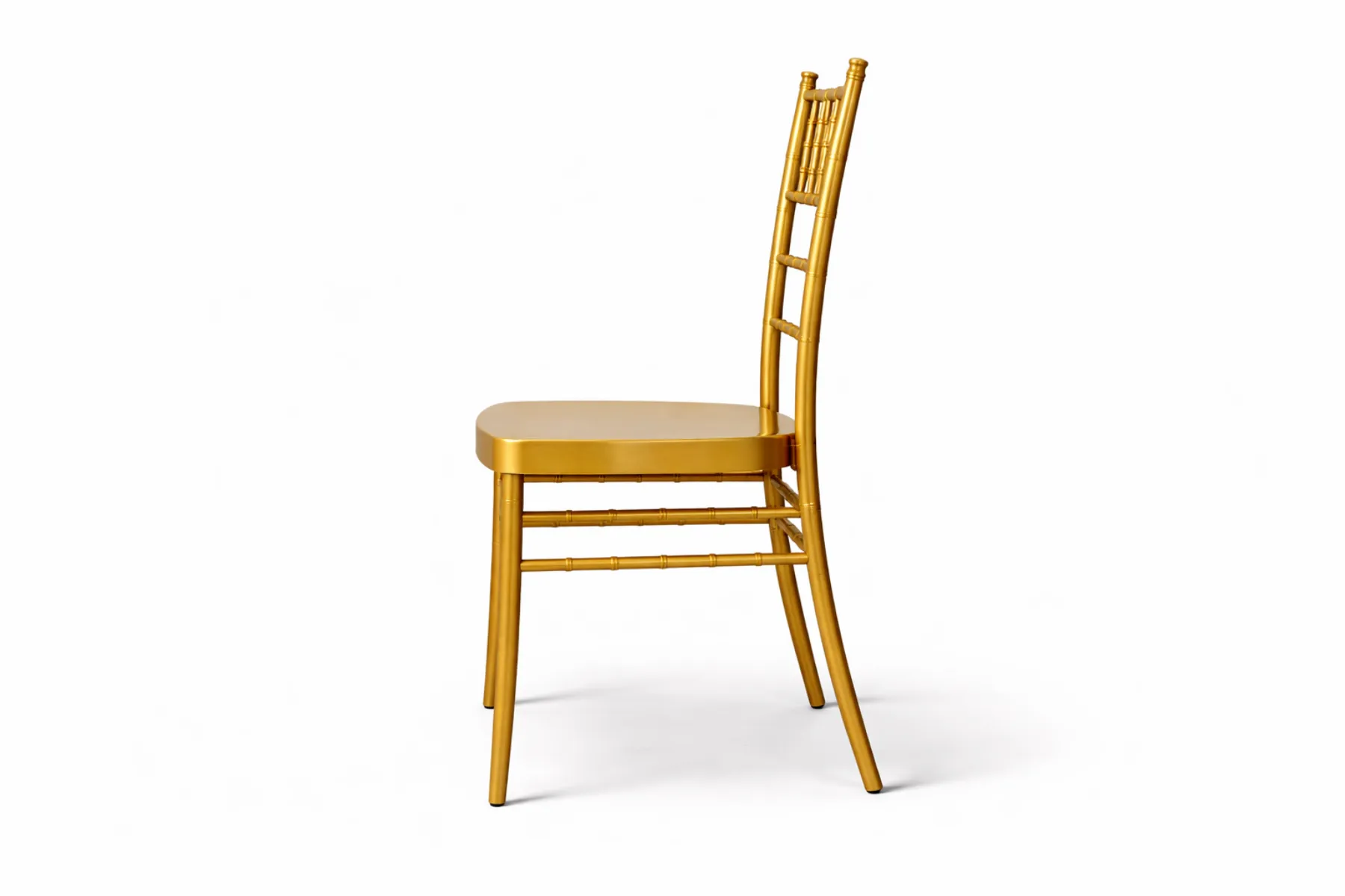 Seitenansicht Chiavari Stuhl gold aus Kunststoff kaufen für Hochzeit, Bankett und Events