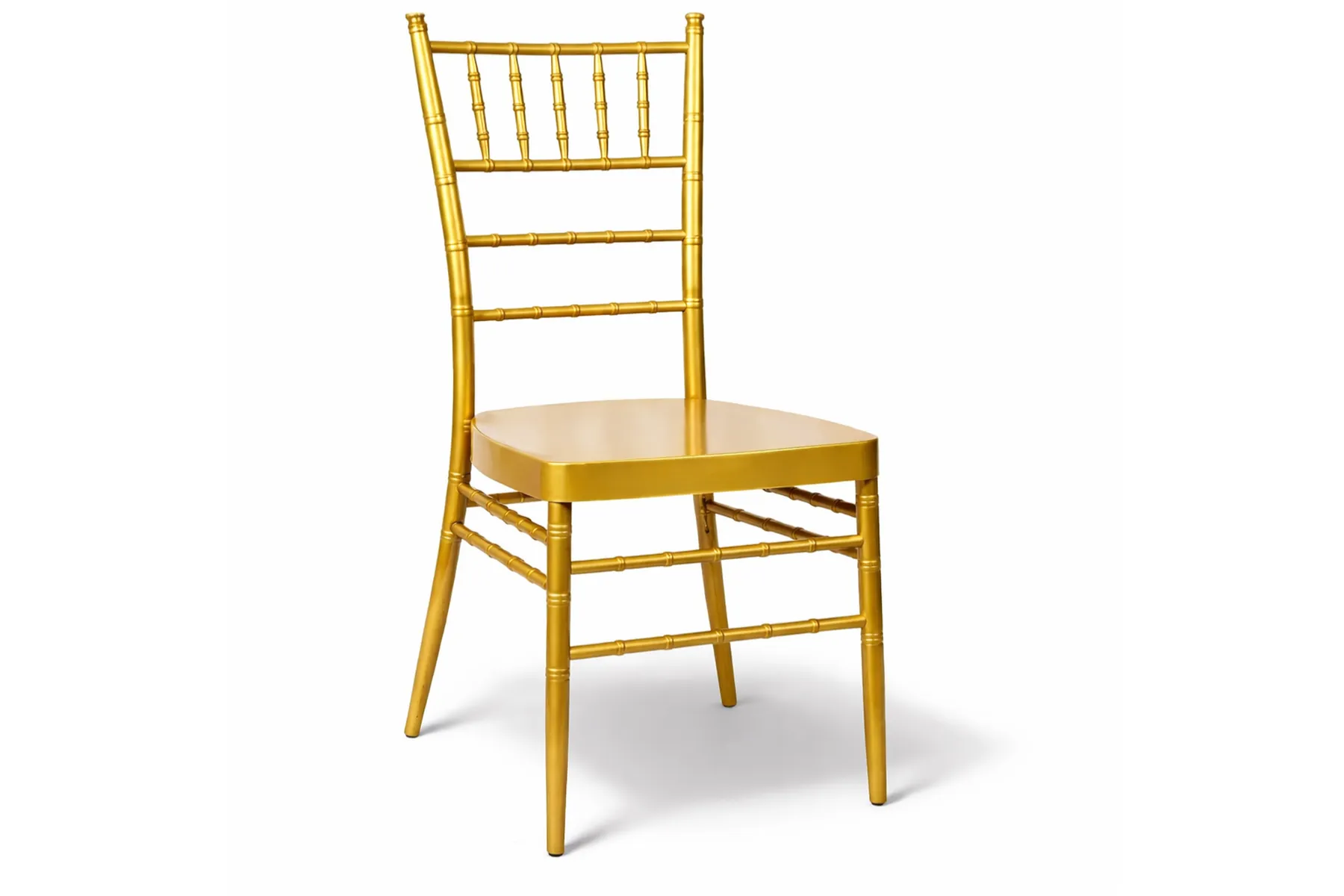 Vorderansicht Chiavari Stuhl gold aus Kunststoff kaufen für Hochzeit und Events
